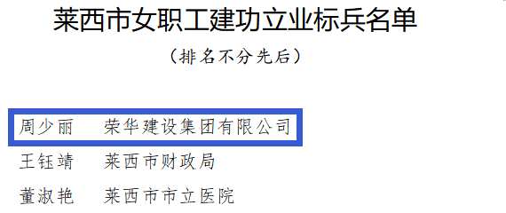 集團公司職工榮獲萊西市女職工建功立業(yè)創(chuàng )建活動(dòng)多項先進(jìn)個(gè)人(圖4) 集團公司職工榮獲萊西市女職工建功立業(yè)創(chuàng )建活動(dòng)多項先進(jìn)個(gè)人(圖4)
